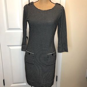 Shoshanna Long Sleeve Black and White Stripe Dress size 4